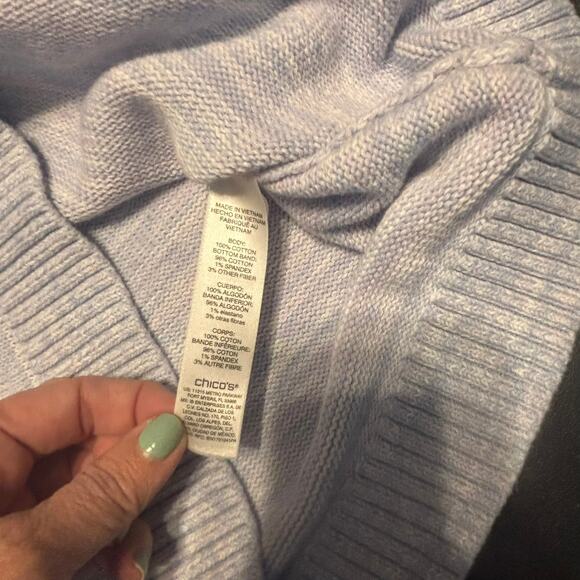 Chico’s Sweater Size 0 Small Purple Blue Textured Knit Pullover Crew Neck - Picture 7 of 7